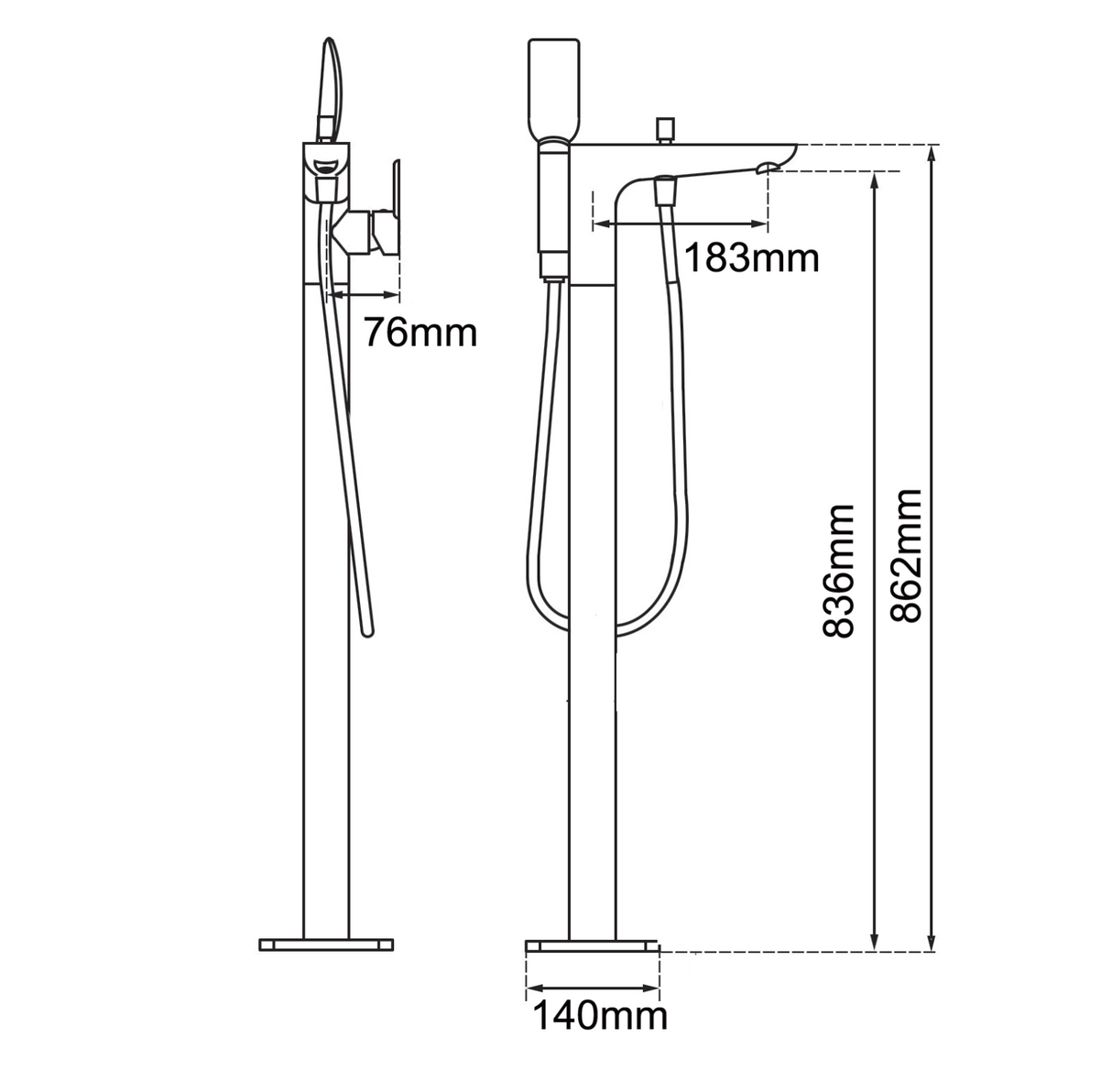 Chrome Freestanding Tap with Handheld Shower