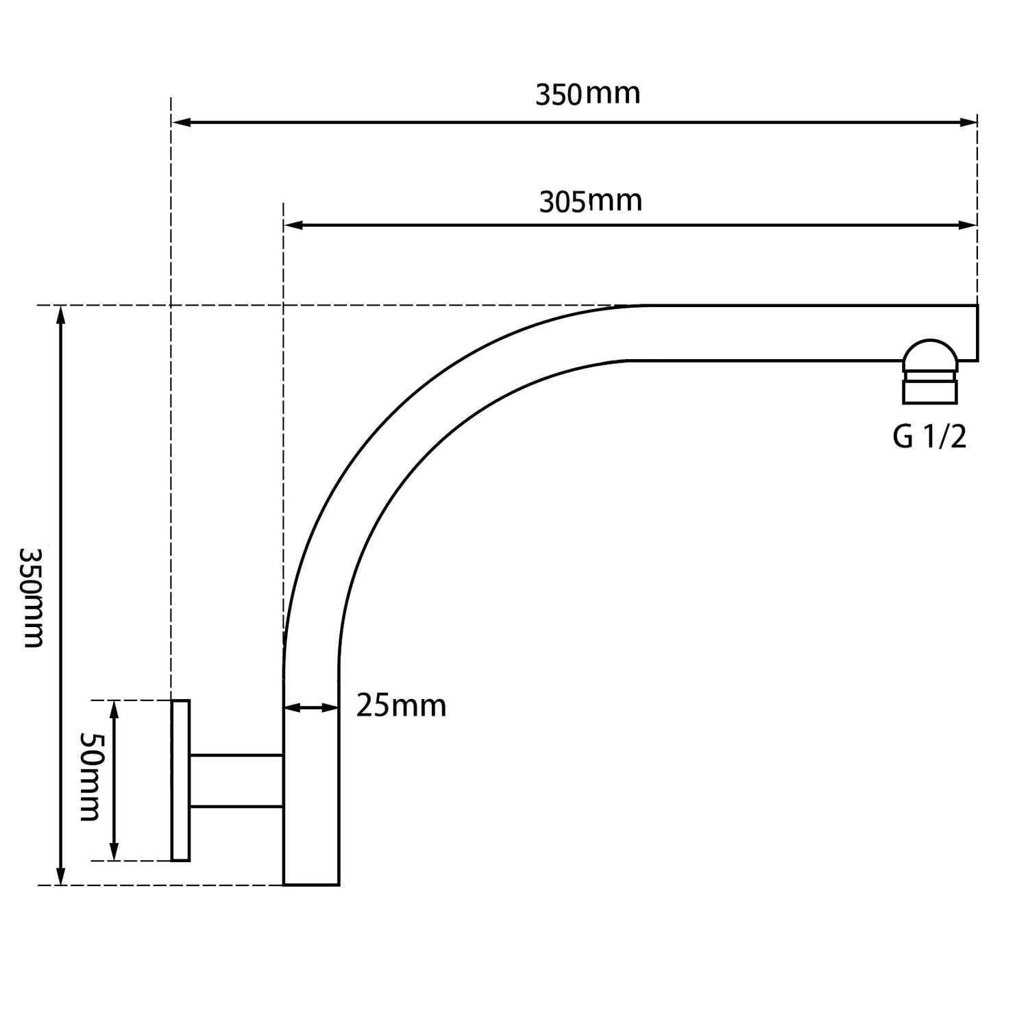 Chrome Wall Shower Arm