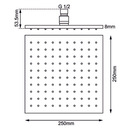 250mm Black Shower Head