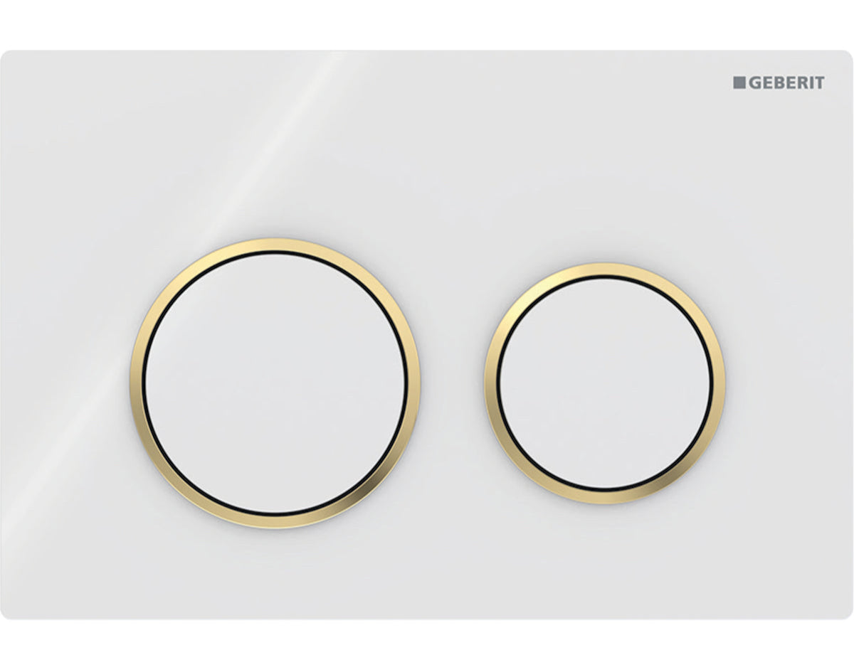 Geberit Kappa21 Flush Plate - Bright White Finish, Bright Gold Trim