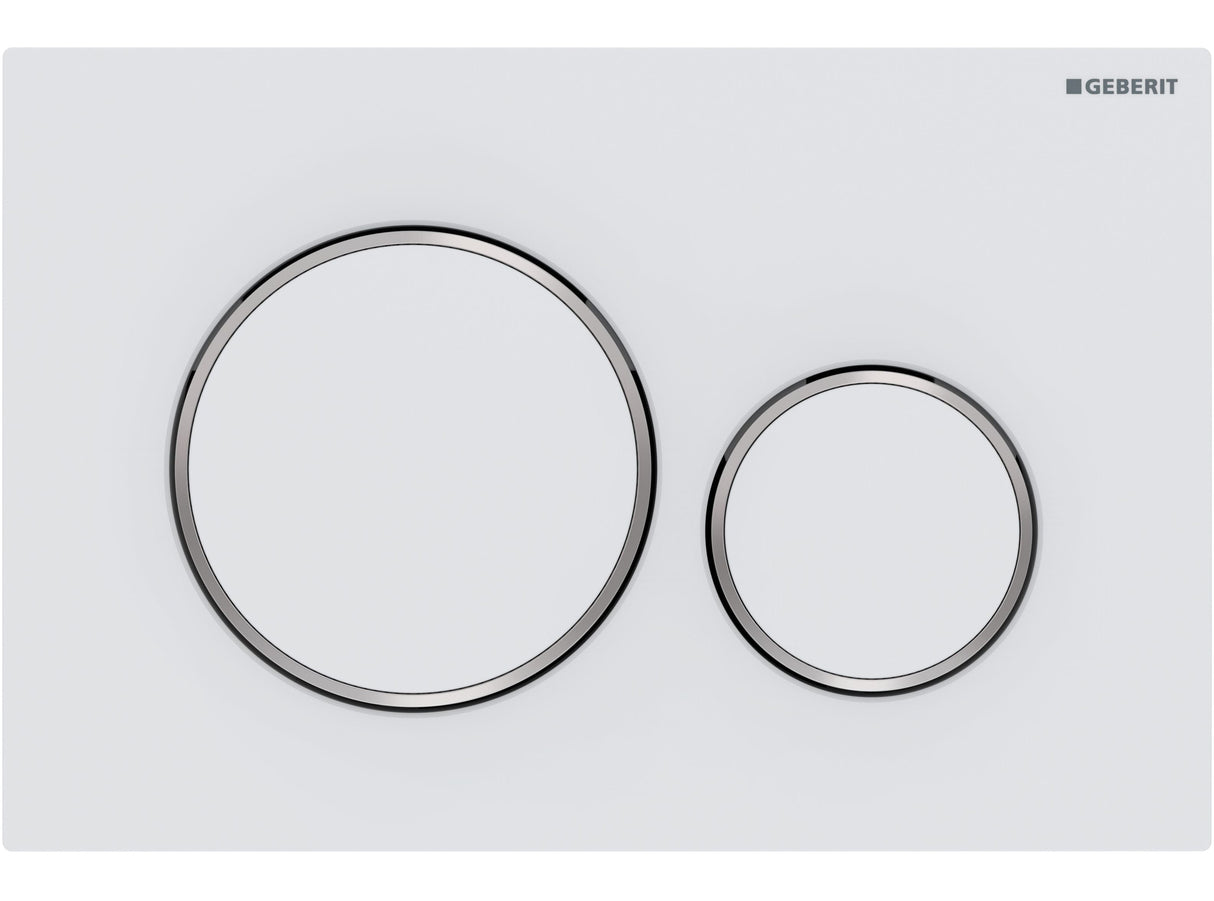 Geberit Sigma20 Flush Plate –  Matt White Finish, Chrome Trim