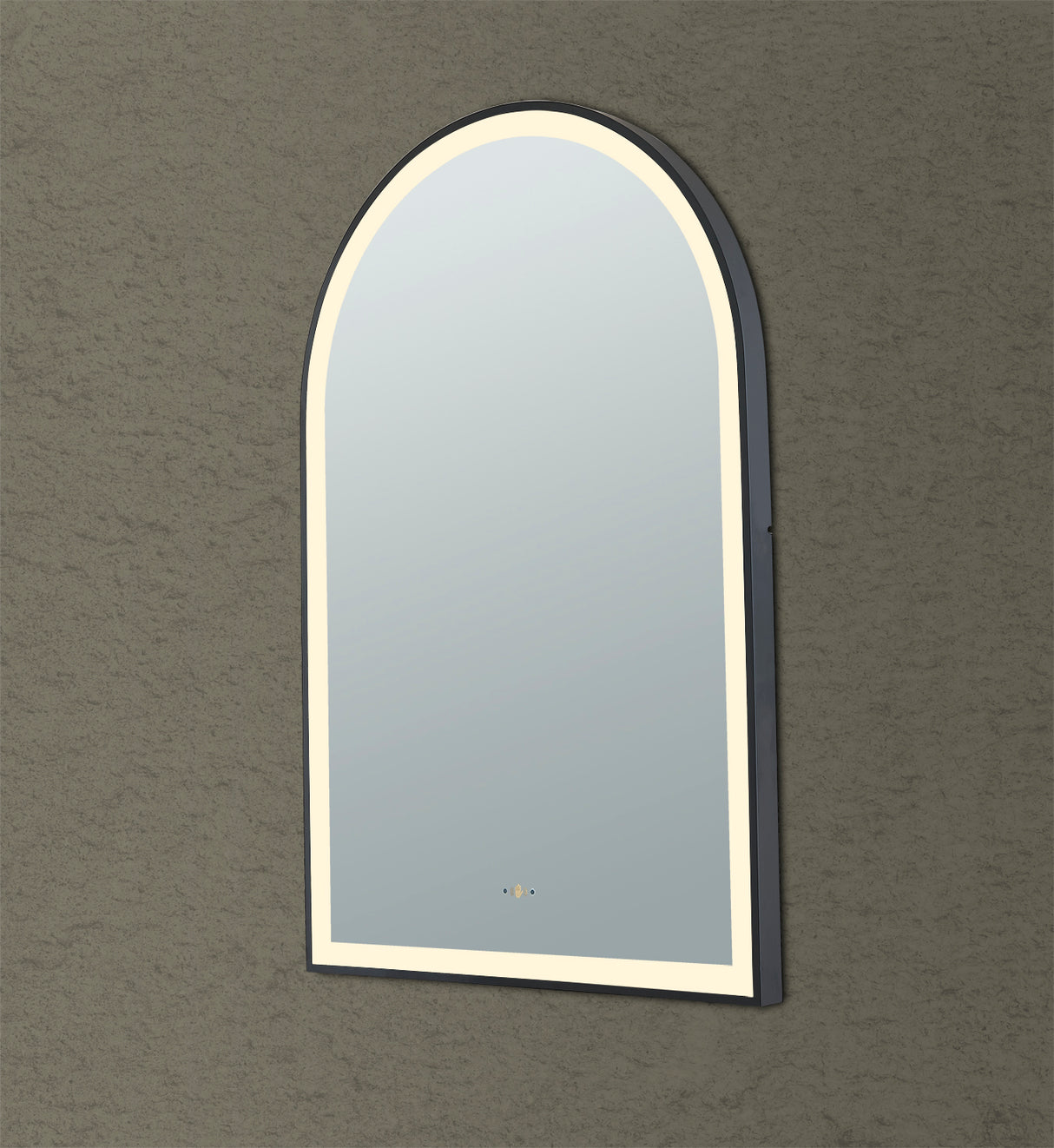 Aura Matte Black Arched Touchless 600 X 900 Framed LED Mirror - Three Light Temperatures
