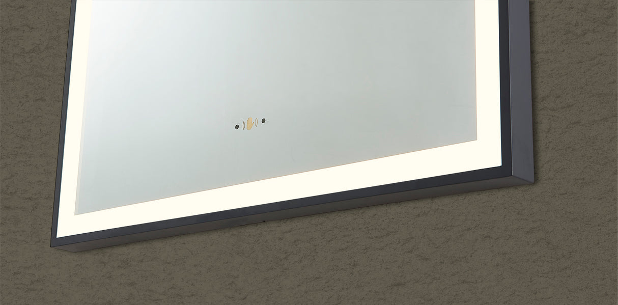 Aura Matte Black Arched Touchless 600 X 900 Framed LED Mirror - Three Light Temperatures