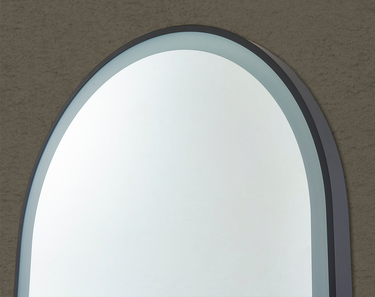 Aura Matte Black Arched Touchless 600 X 900 Framed LED Mirror - Three Light Temperatures