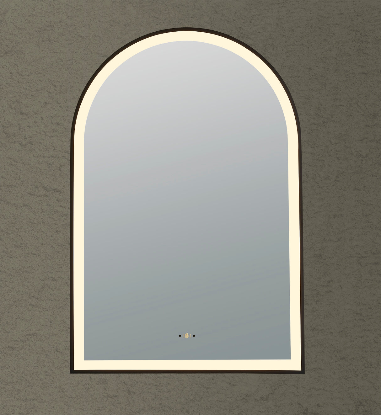 Aura Matte Black Arched Touchless 600 X 900 Framed LED Mirror - Three Light Temperatures