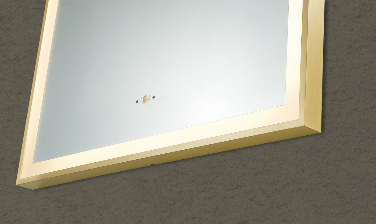 Aura Brushed Gold Arched Touchless 600 X 900 Framed LED Mirror - Three Light Temperatures