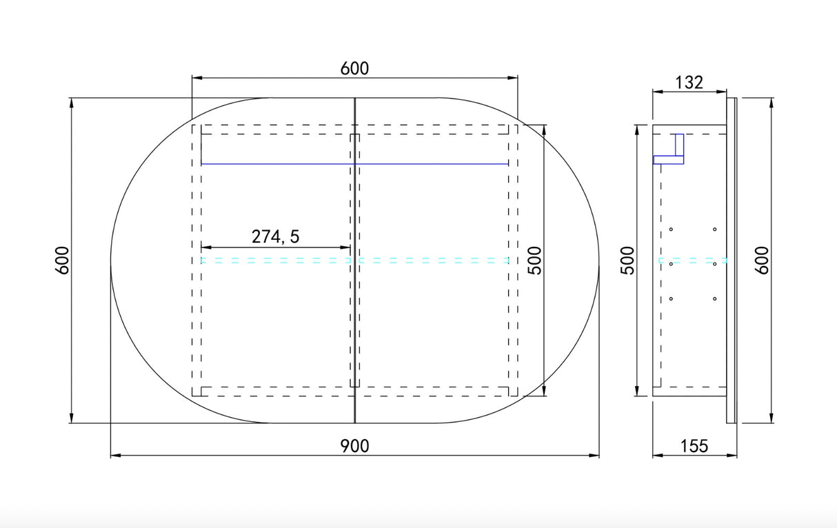 Olivia Mirror Cabinet OPLSV9060MB