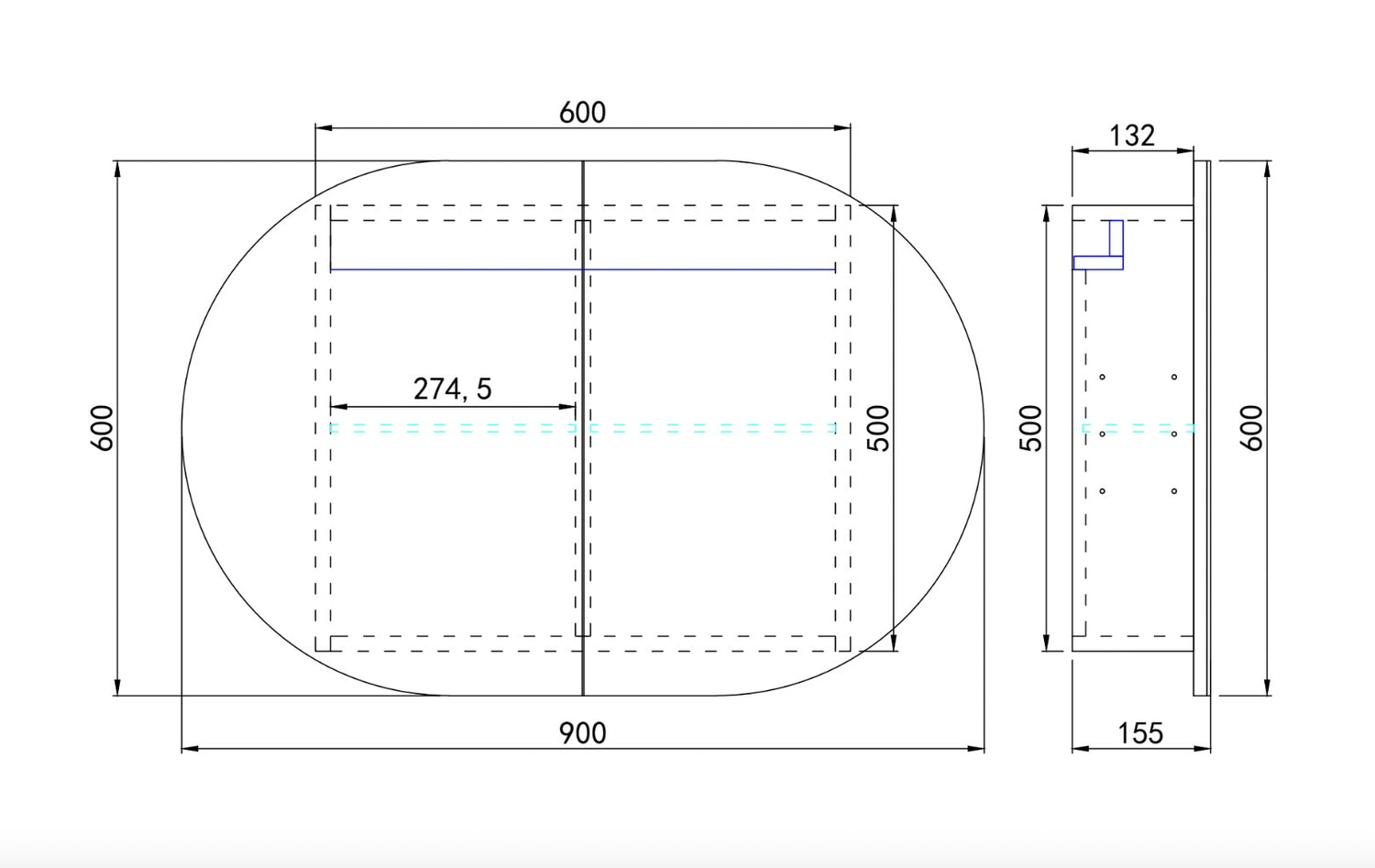 Olivia Mirror Cabinet OPLSV9060MB