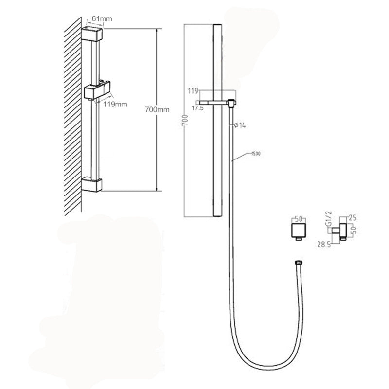 Chrome Shower Rail