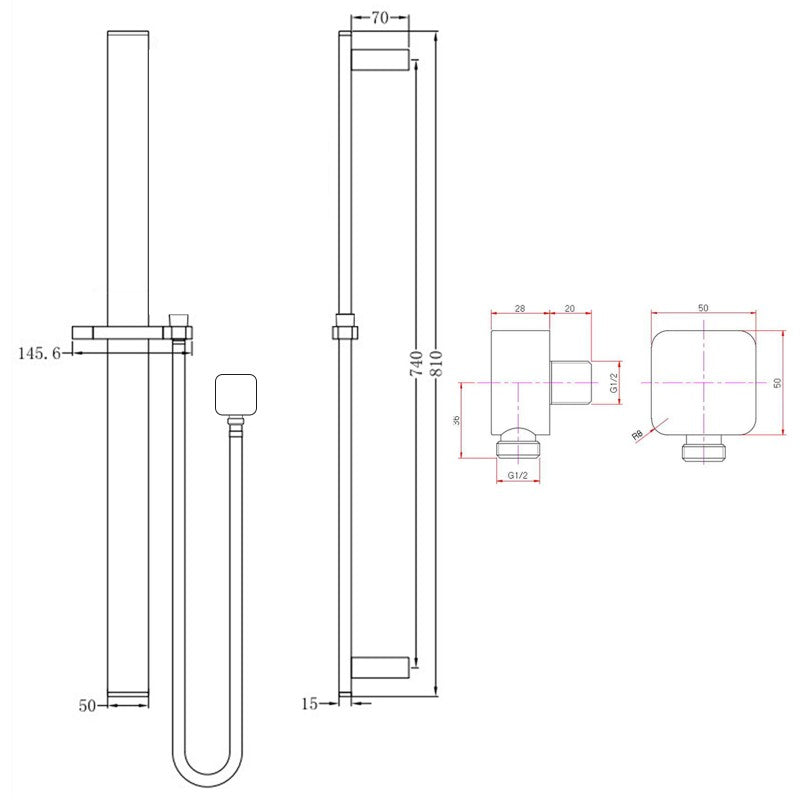 Gunmetal Shower Rail