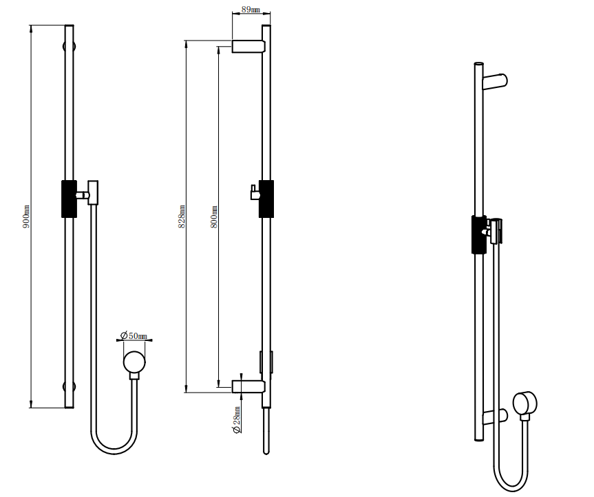 CADDENCE - Brushed Gunmetal Shower Rail