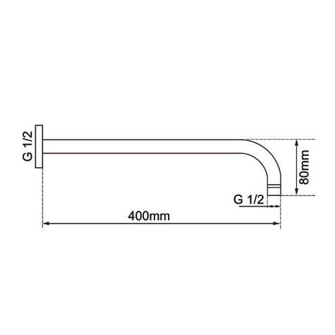 400mm Brushed Nickel Wall Shower Arm