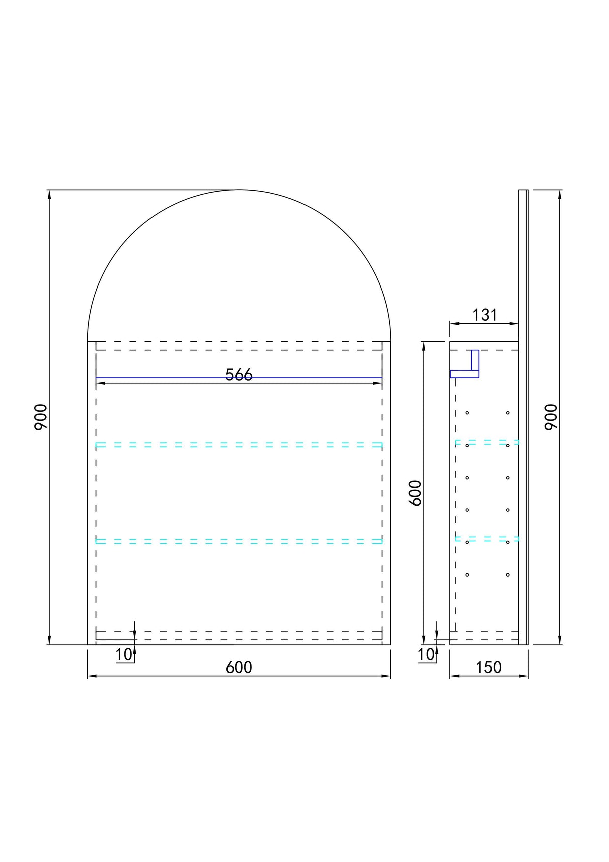 Olivia LED Mirror Cabinet 450X900X155mm