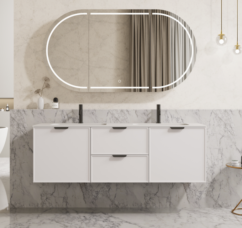 Miami Double Bowl Wall Hung Vanity 1500X455X480MM