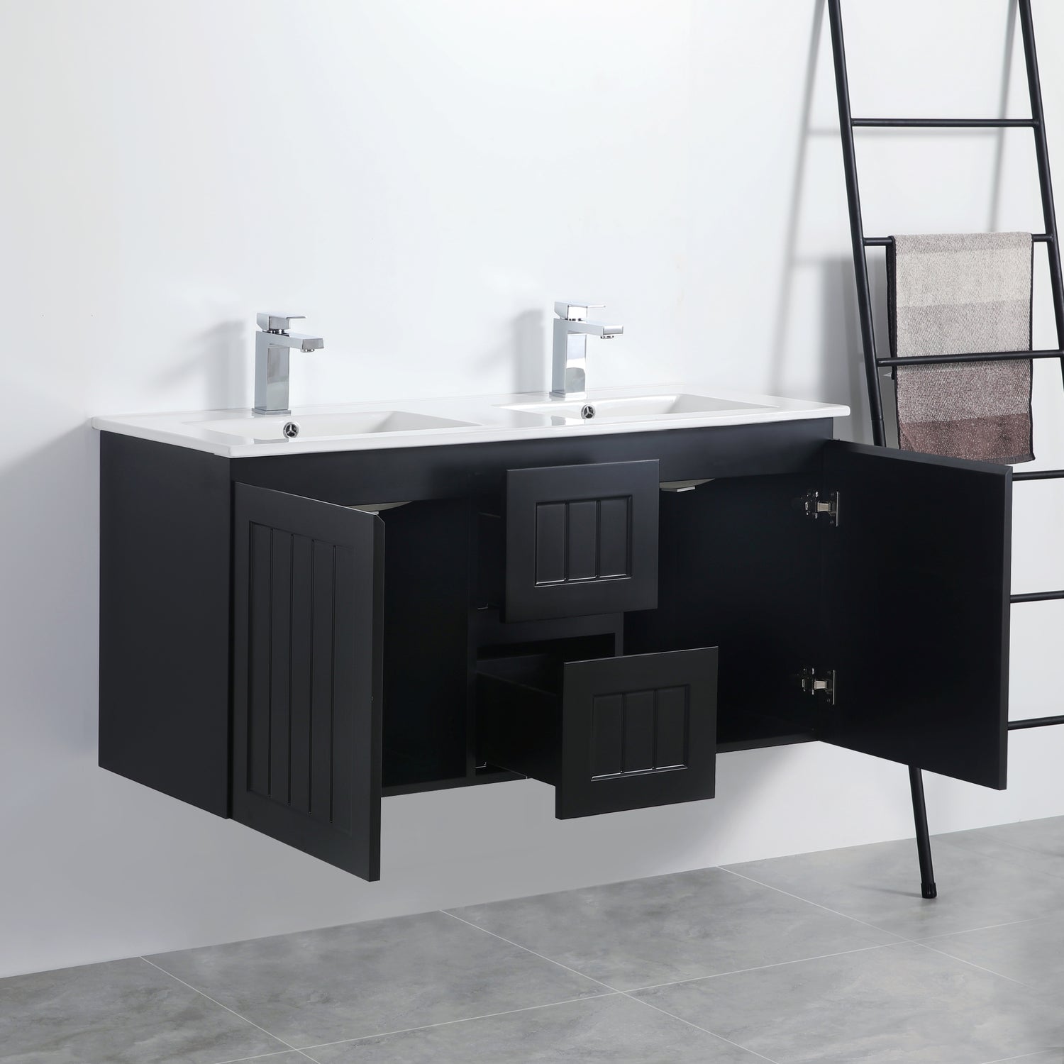 Acacia Double Bowl Wall Hung Vanity 1200X450X560MM