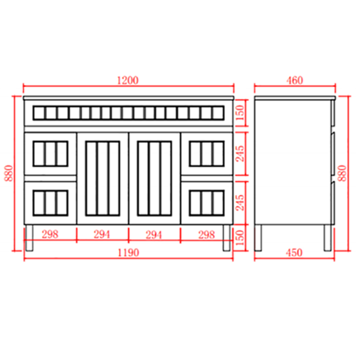 Acacia Free Standing Vanity 1200X460X860MM
