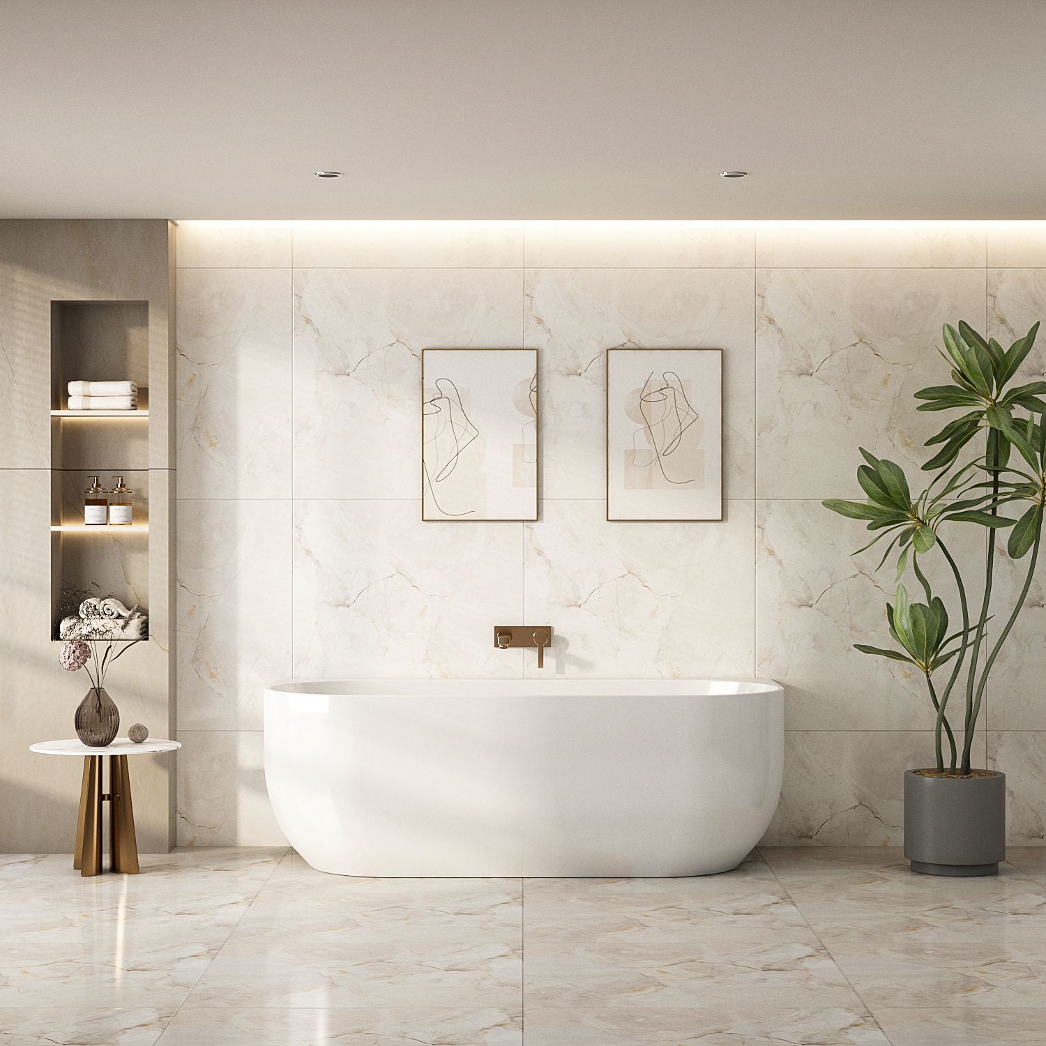 Anna Back-To-Wall Bathtub – Gloss White