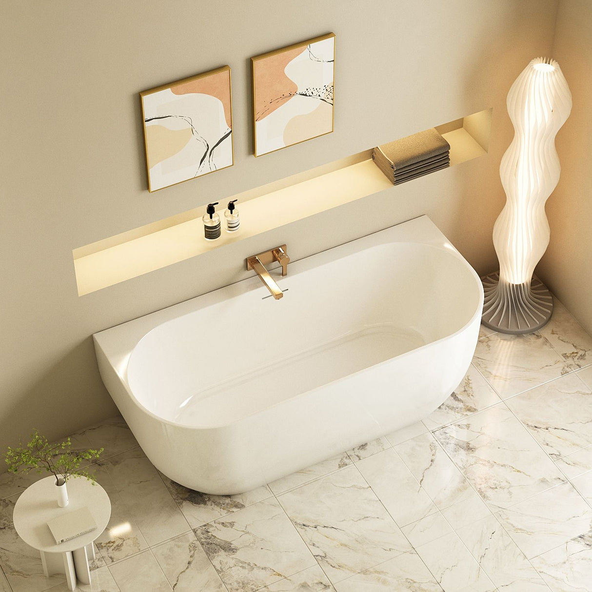 Anna Back-To-Wall Bathtub – Gloss White