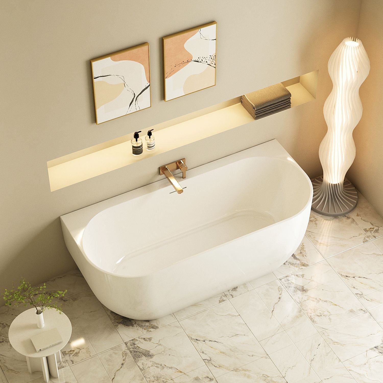 Anna Back-To-Wall Bathtub – Gloss White