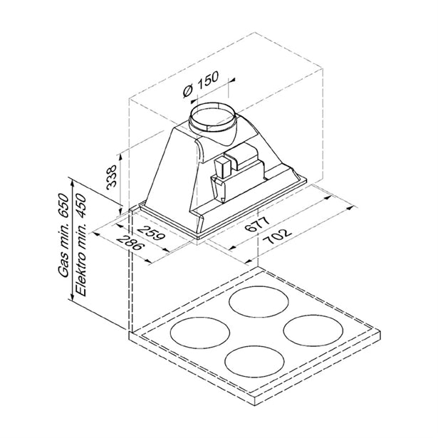 BLAUPUNKT 70CM UNDERMOUNT RANGEHOOD (BLACK)