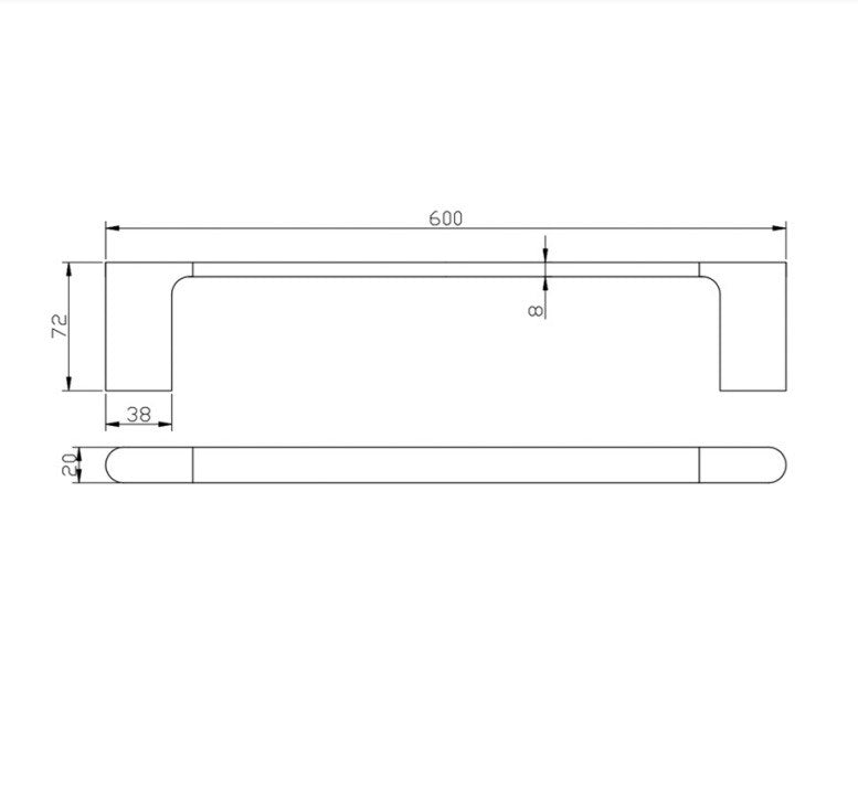 Bellino Gun Metal Grey Single Towel Rail 600mm Zinc Alloy