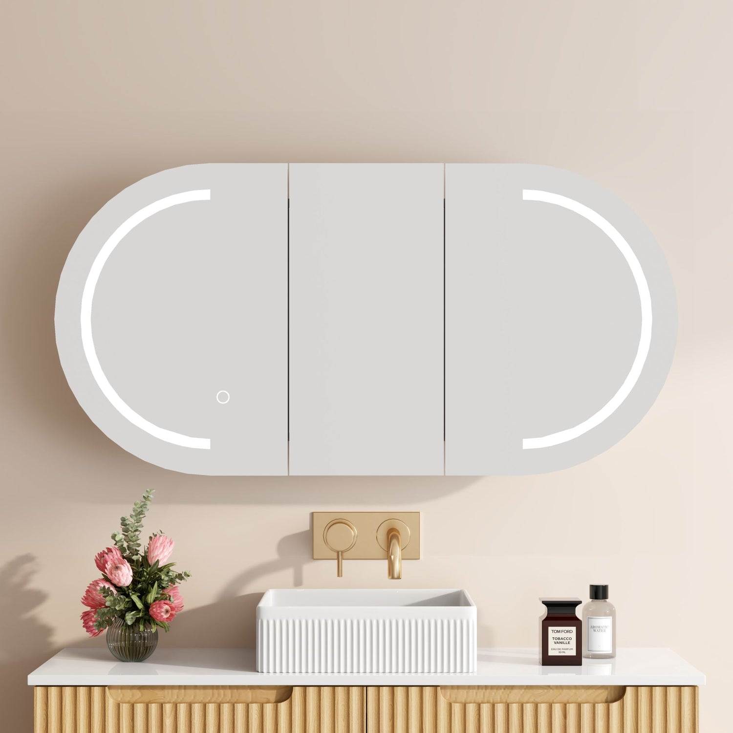 Athena 1200mm LED Oval Shaving Cabinet