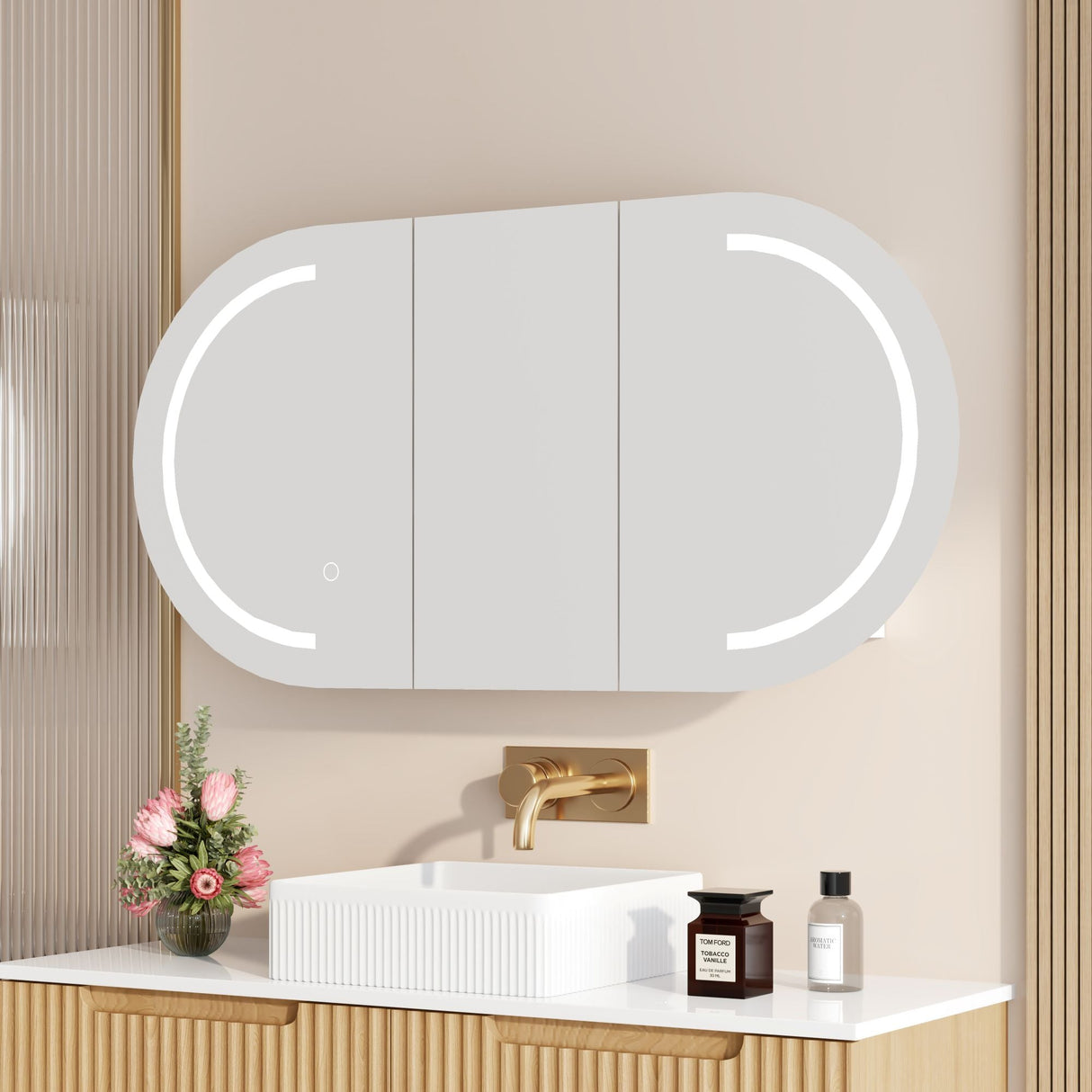 Athena 1200mm LED Oval Shaving Cabinet