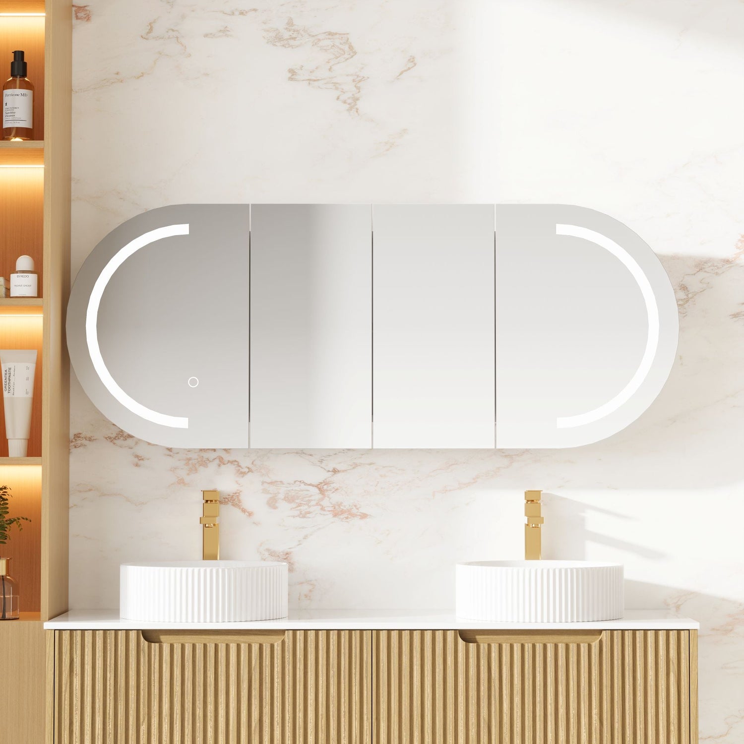 Athena 1500mm LED Oval Shaving Cabinet