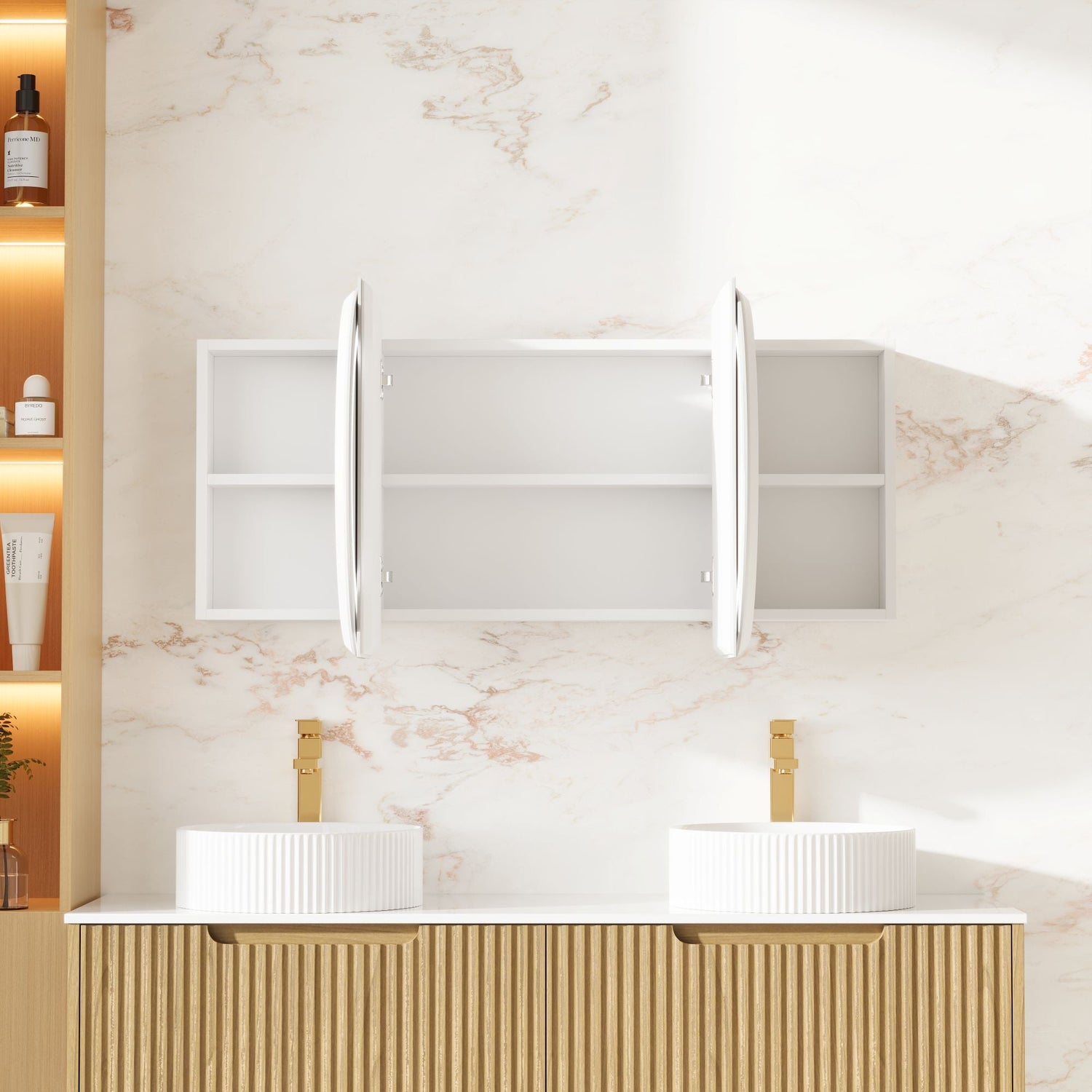 Athena 1500mm LED Oval Shaving Cabinet