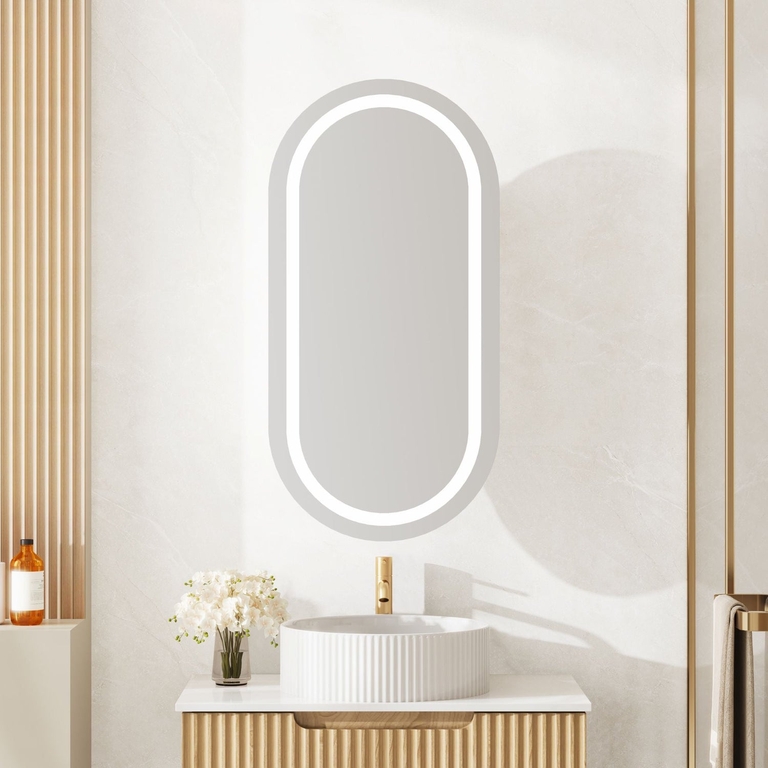 Athena 450 x 900mm LED Oval Shaving Cabinet