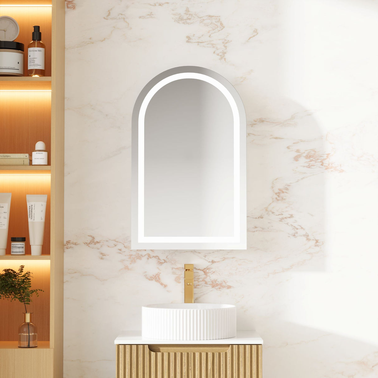 Athena 500 x 900mm LED Arch Shaving Cabinet