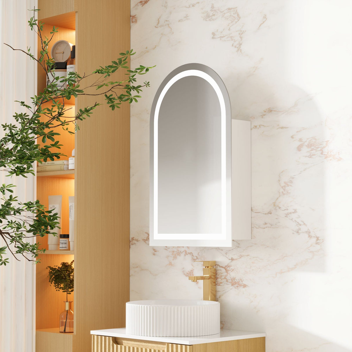 Athena 500 x 900mm LED Arch Shaving Cabinet