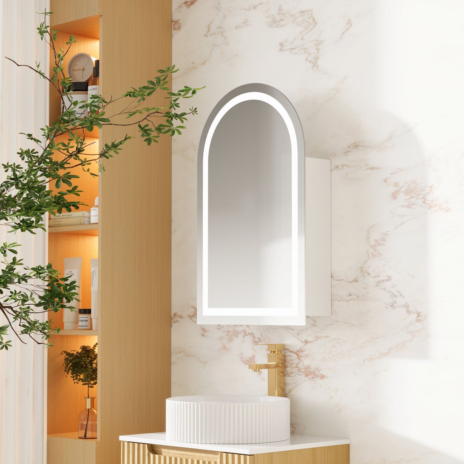 Athena 500 x 900mm LED Arch Shaving Cabinet