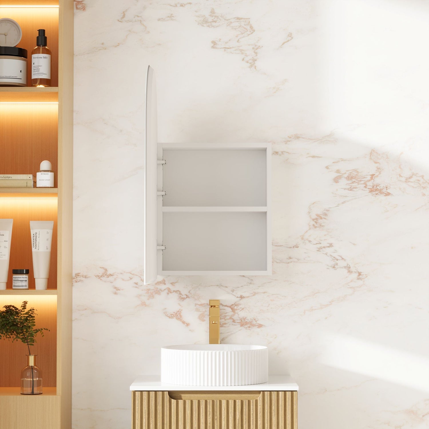 Athena 500 x 900mm LED Arch Shaving Cabinet