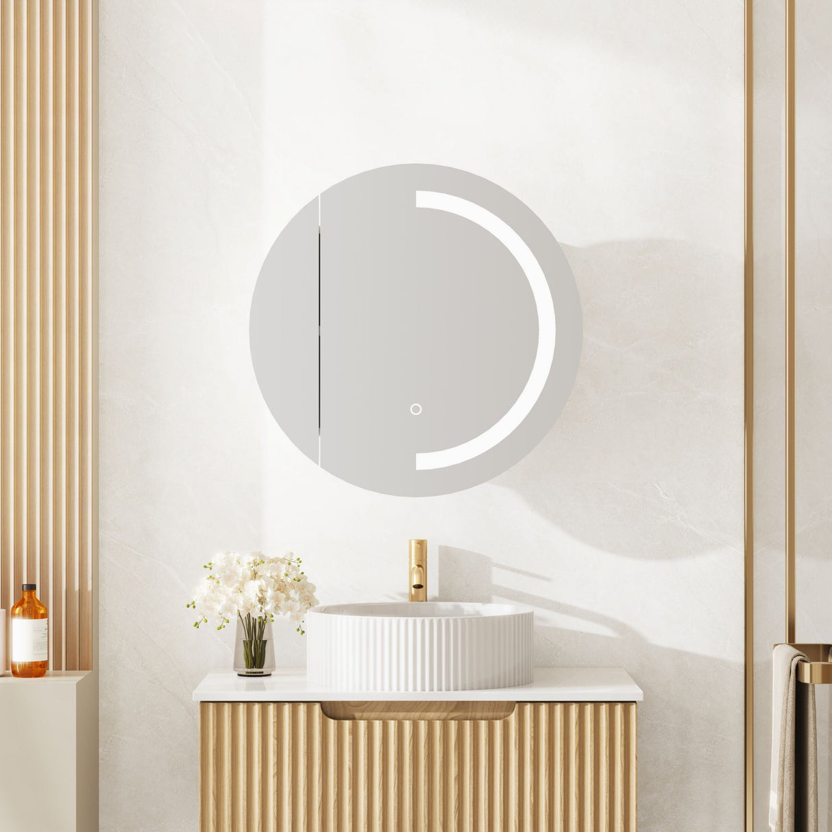 Athena 600mm LED Round Shaving Cabinet