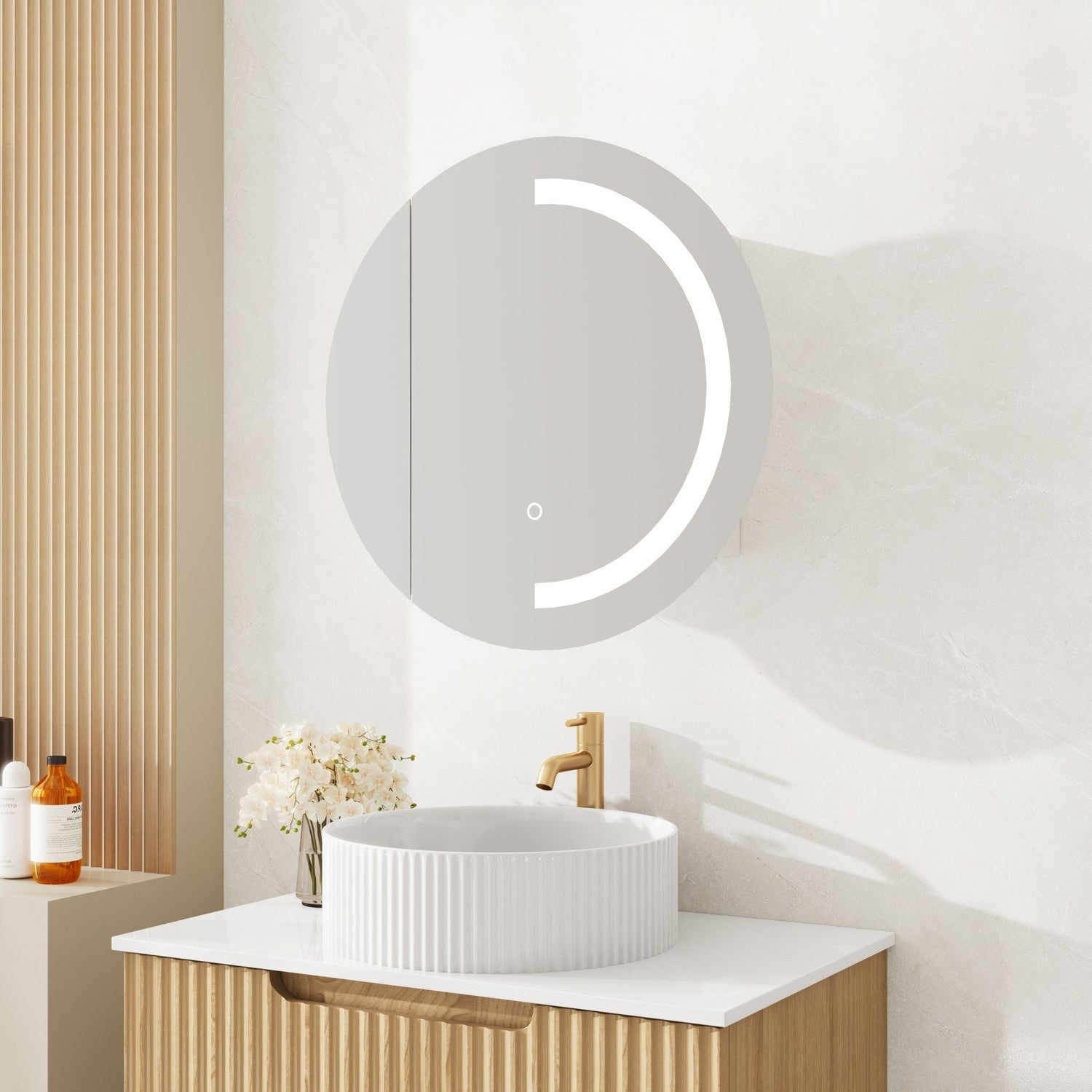 Athena 600mm LED Round Shaving Cabinet