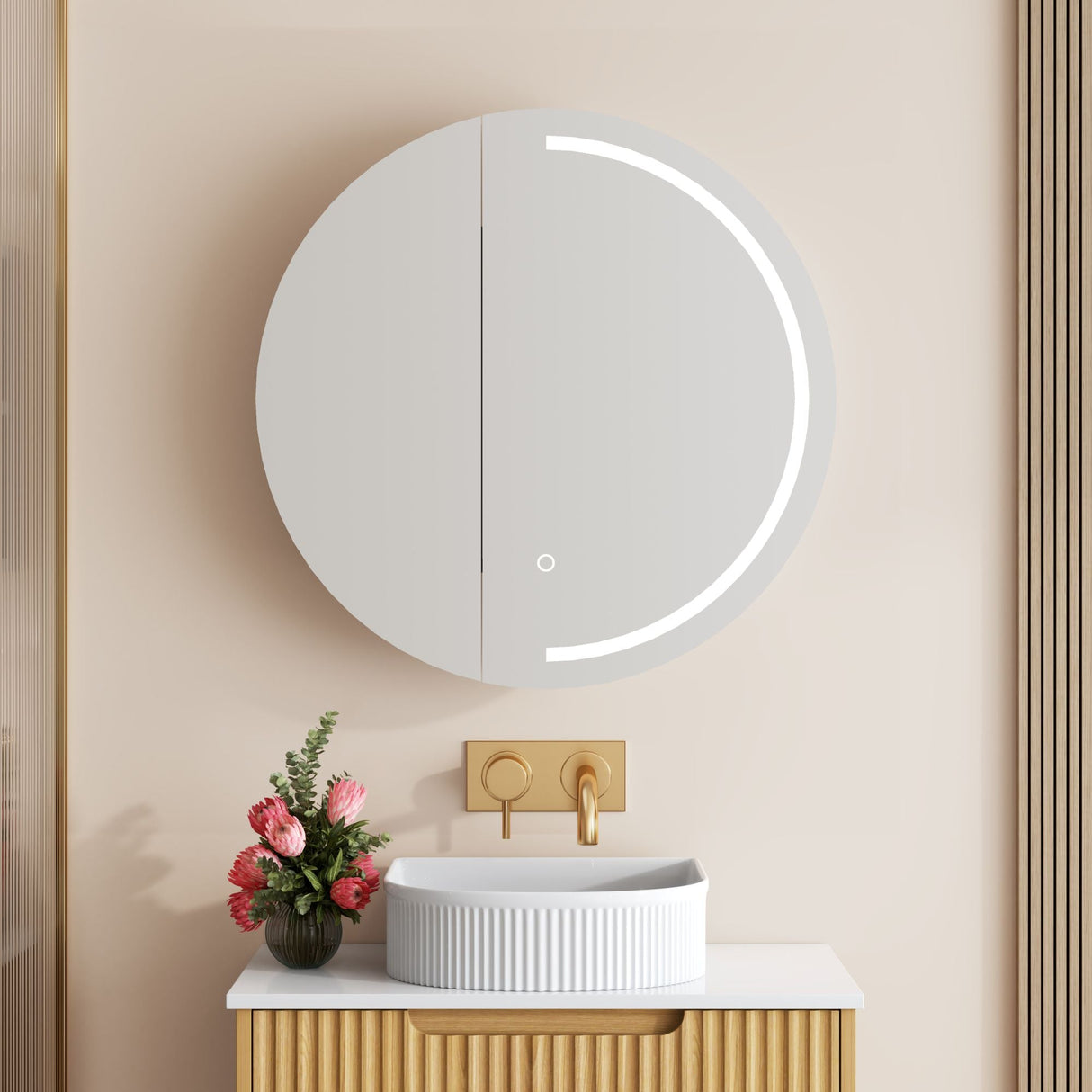 Athena 750mm LED Round Shaving Cabinet