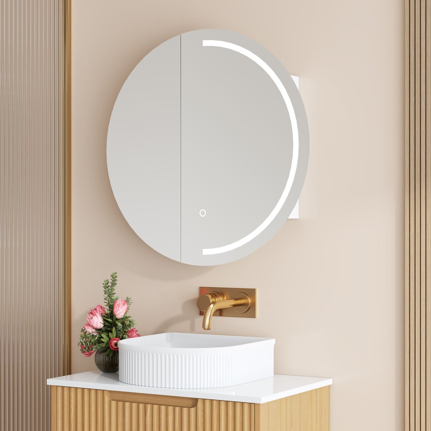 Athena 750mm LED Round Shaving Cabinet