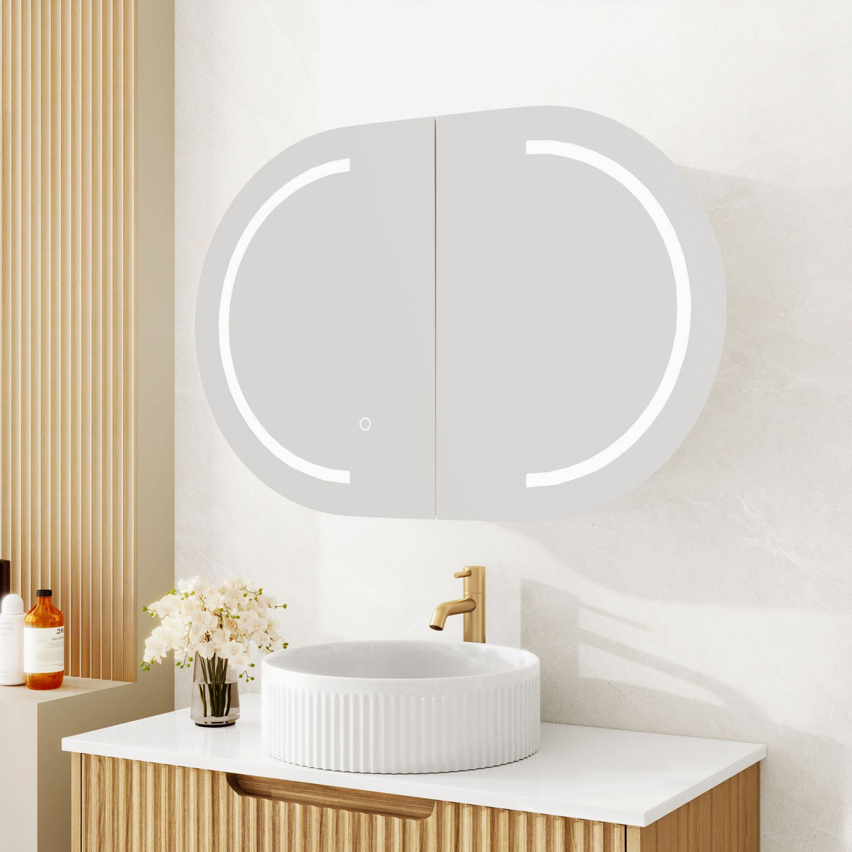 Athena 900mm LED Oval shaving Cabinet