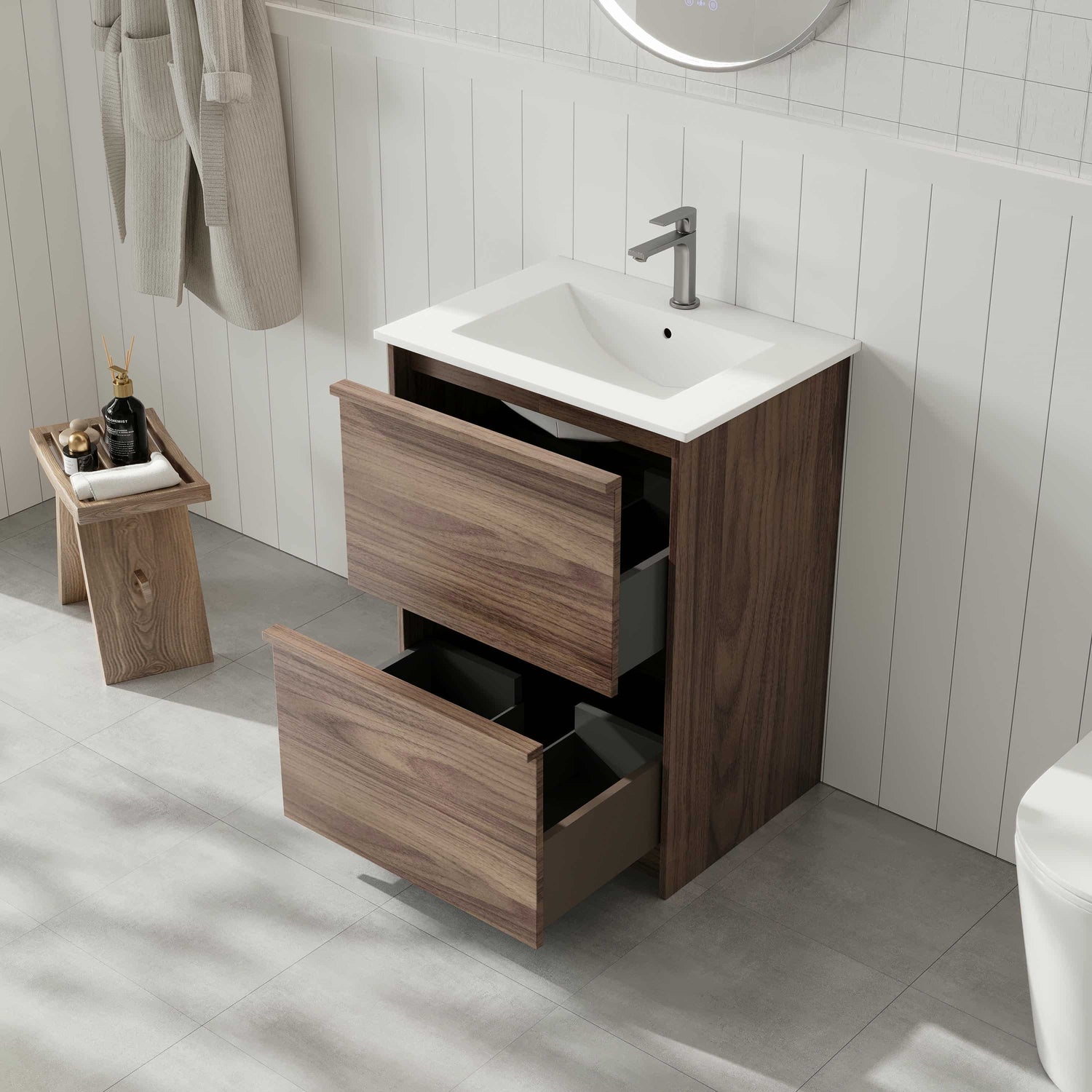 Bella 600mm Freestanding Cabinet - Notaio Walnut