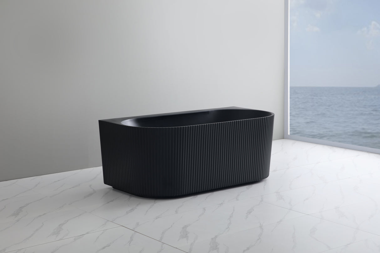 Bari Matte Black Groove Fluted Back-to-Wall Bathtub 1500*750*580mm
