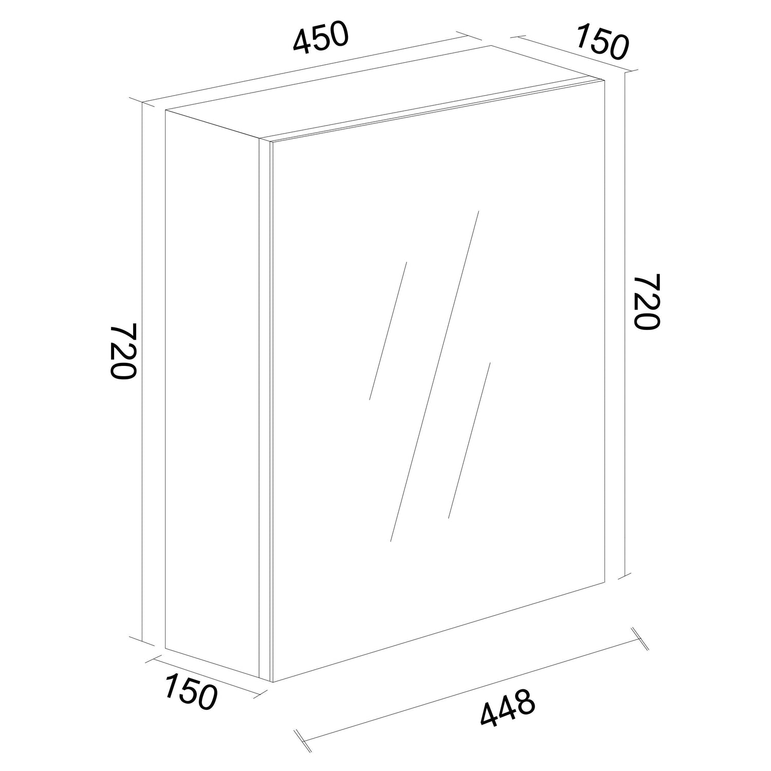 MDF Shaving Cabinet 450mm - Gloss White