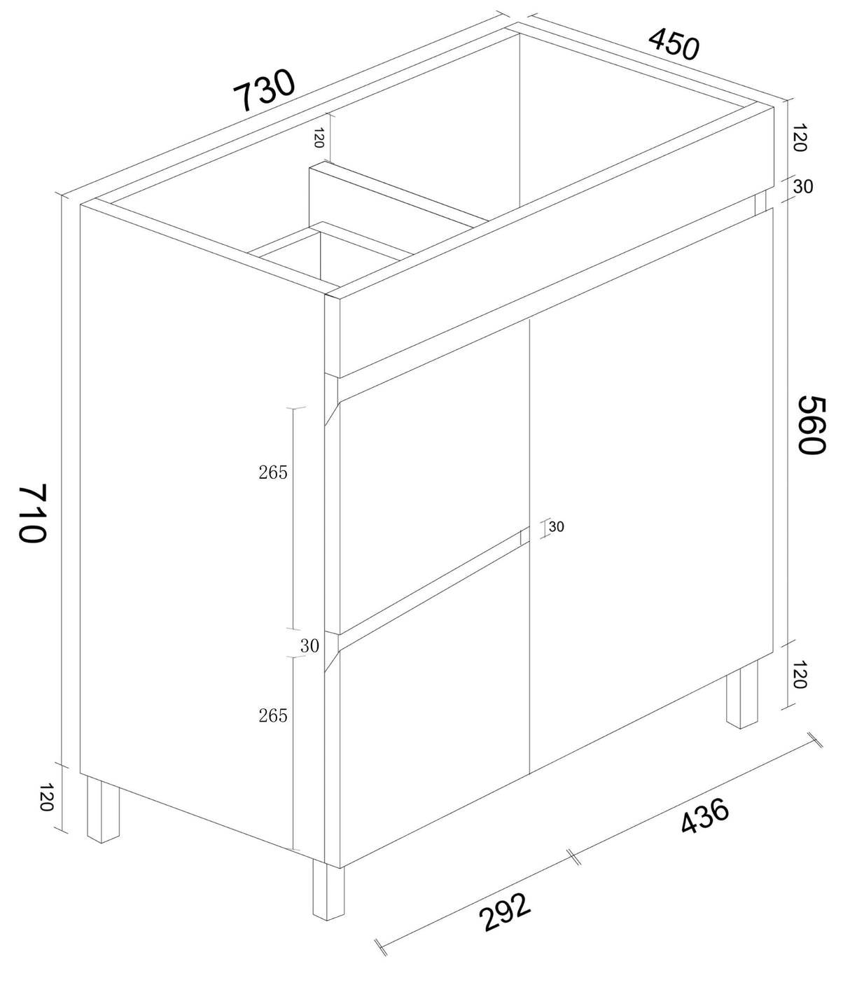 BIANCA 750mm PVC Freestanding Vanity (LHD)