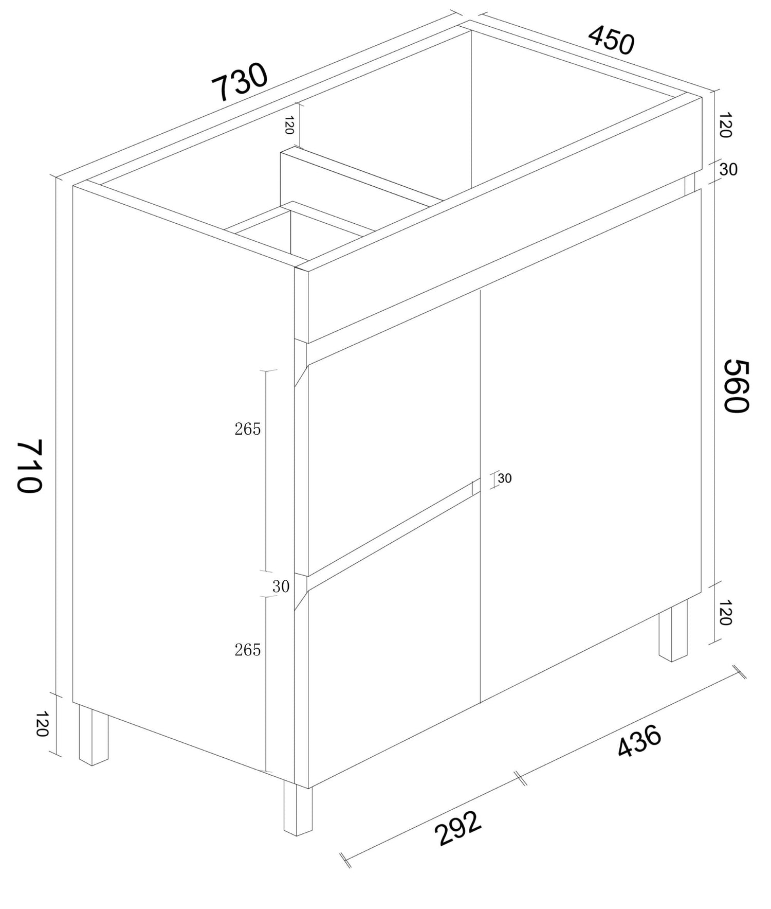 BIANCA 750mm PVC Freestanding Vanity (LHD)