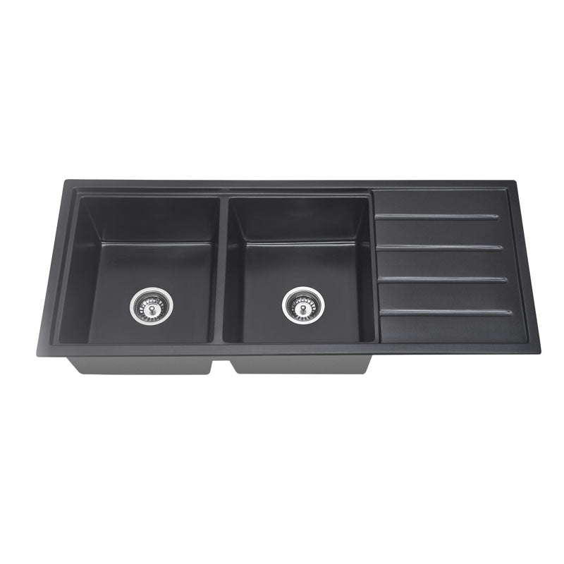 BKGS11649D – ARCKO GRANITE UNDER/OVERMOUNT DOUBLE BOWL GRANITE SINK WITH NO TAP HOLE