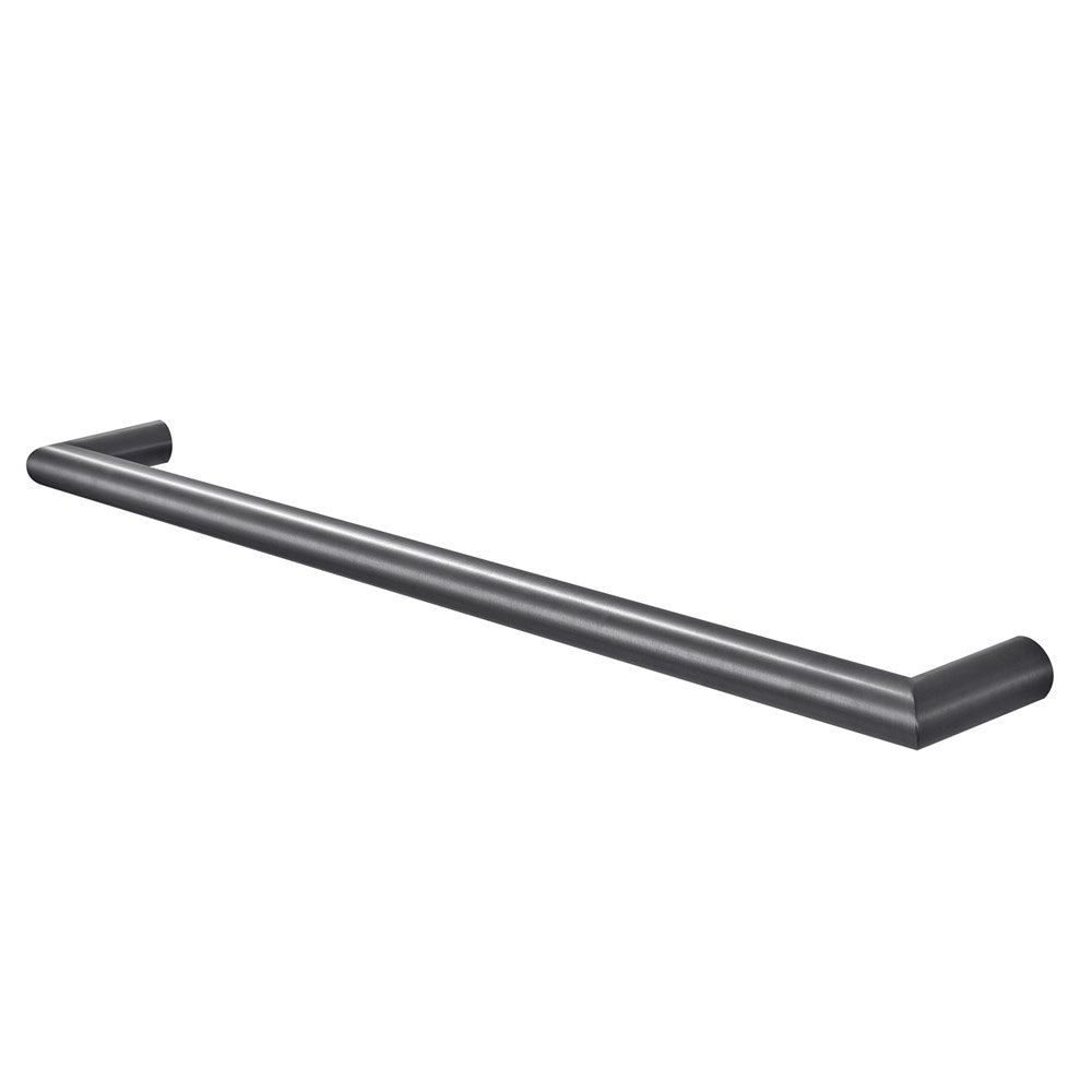 Round Horizontal Brushed Gun Metal Grey Electric Heated Towel Rack Single Bar