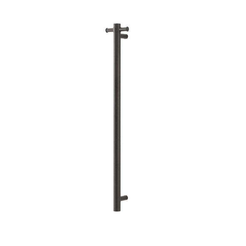 Round Vertical Brushed Gun Metal Grey Electric Heated Towel Rack Single Bar