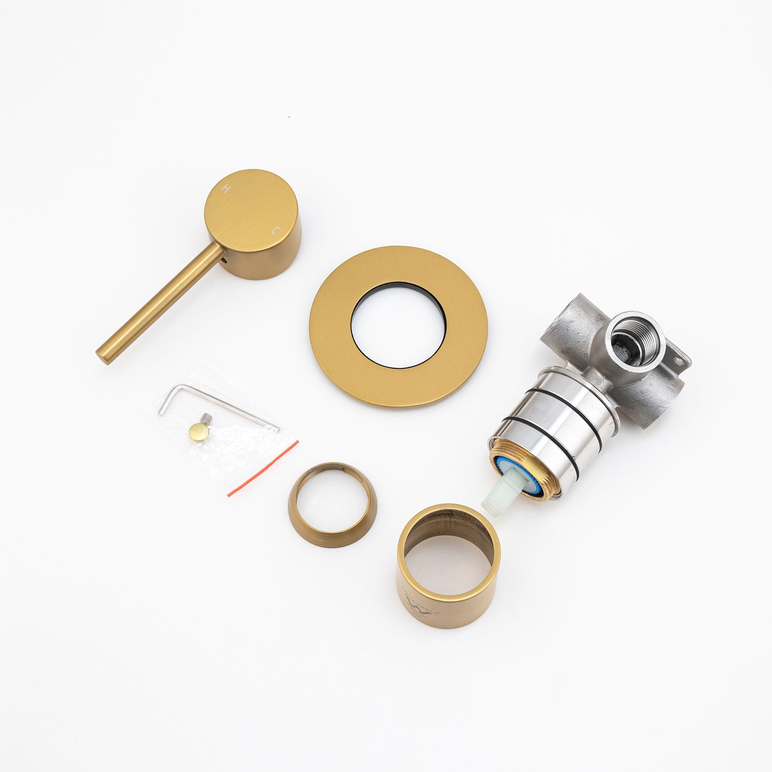 LUCID PIN - Brushed Brass Wall Mixer