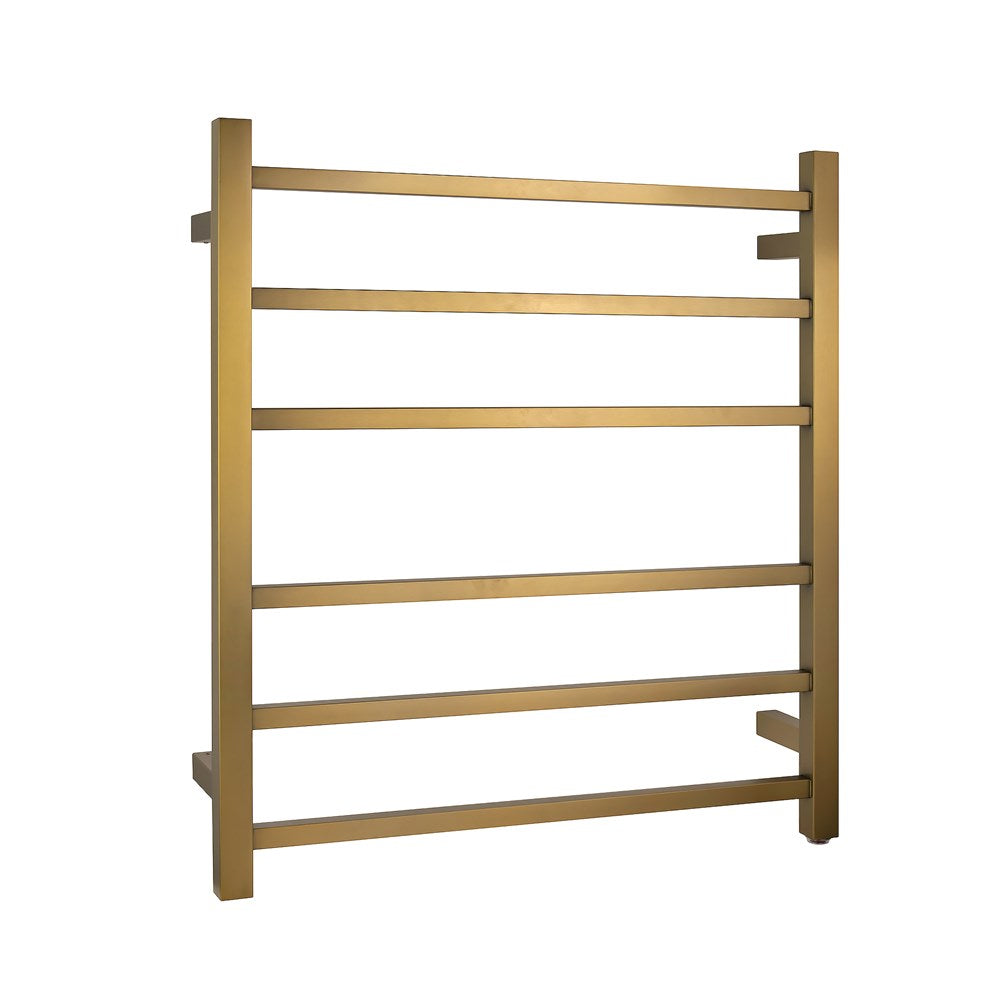 Brushed Brass Heated Towel Rack 6 Bars