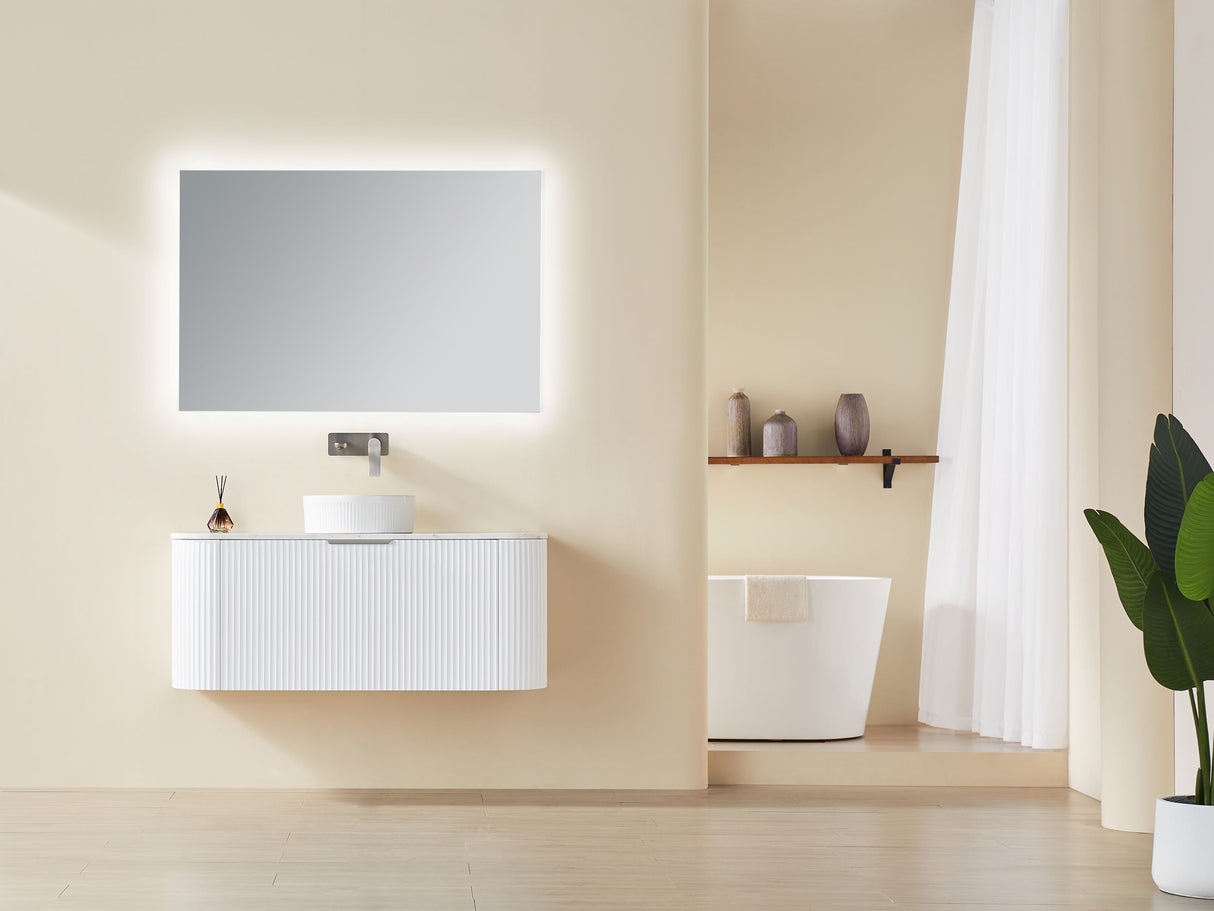 Avalon Curved Wall Hung Fluted Vanity 1490X493X470MM